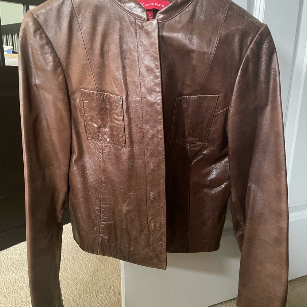 AK Anne Klein feminine style waist length bomber jacket